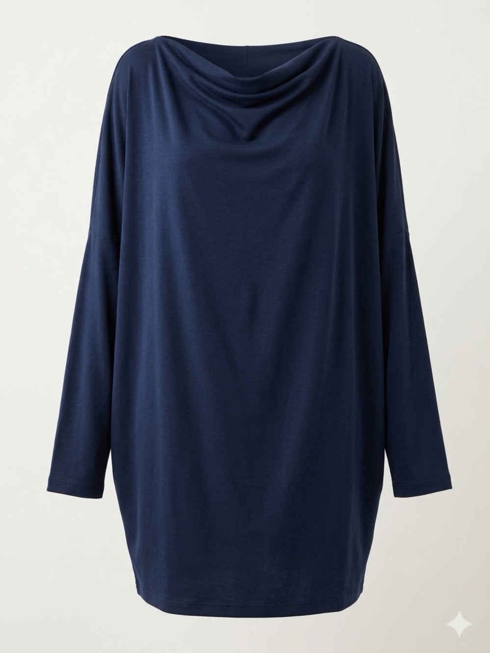 Bryn Walker Heavy French Terry Draped Oversized Tunic Top Navy Blue S Dimitri